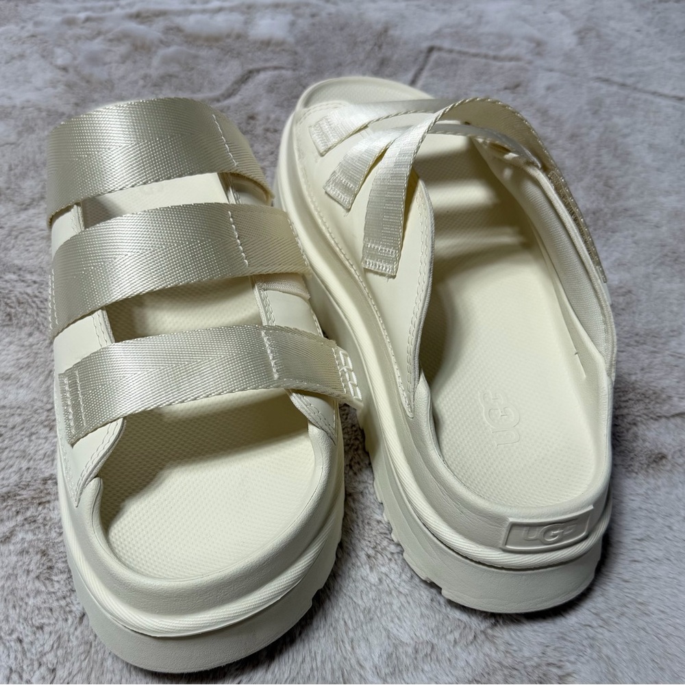UGG Cream Strappy Platform Slide Sandals